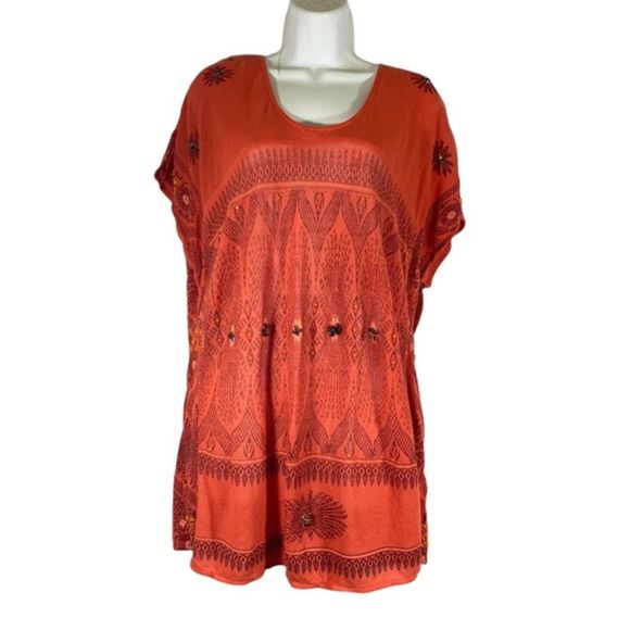 New Romantics FP Size Small Byzantine Dreams Tunic Top Coral Knitted Oversize - Picture 1 of 14